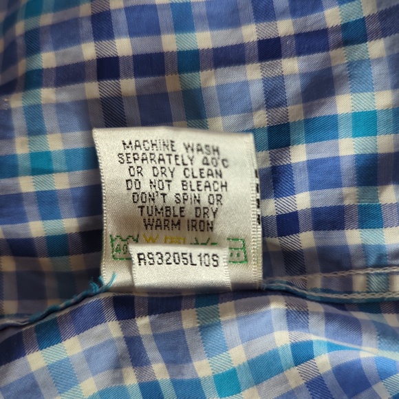 Bugatchi Men’s Blue Plaid Long Sleeve Flip Cuff Button up Shirt - Picture 14 of 14